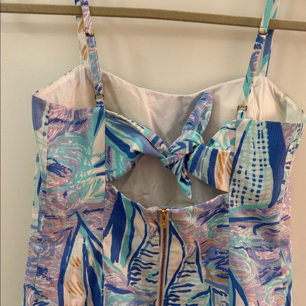 Lilly Pulitzer Sailboat Print Spaghetti Strap Summer Dress in Turquoise & Blue - Picture 2 of 4